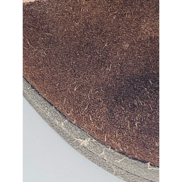 Womens Shoes Size 9 Flats Brown Slippers Leather Clogs Sweater Collar Button - Picture 8 of 10